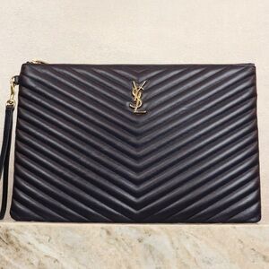 Saint Laurent Black Chevron Wristlet